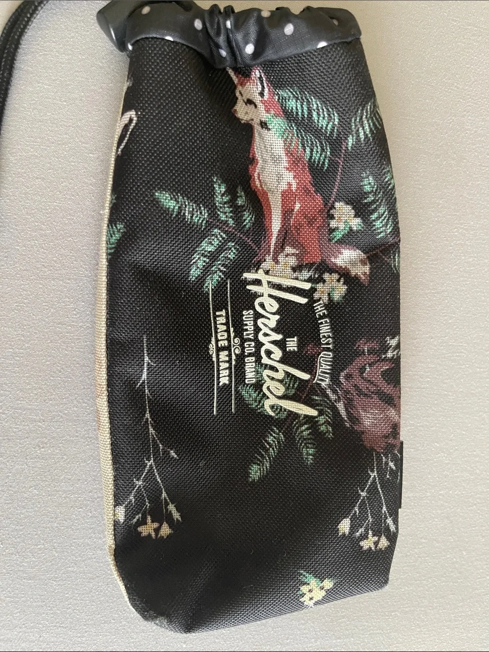 Herschel Supply Company Black Fox & Foliage Printed Pouch